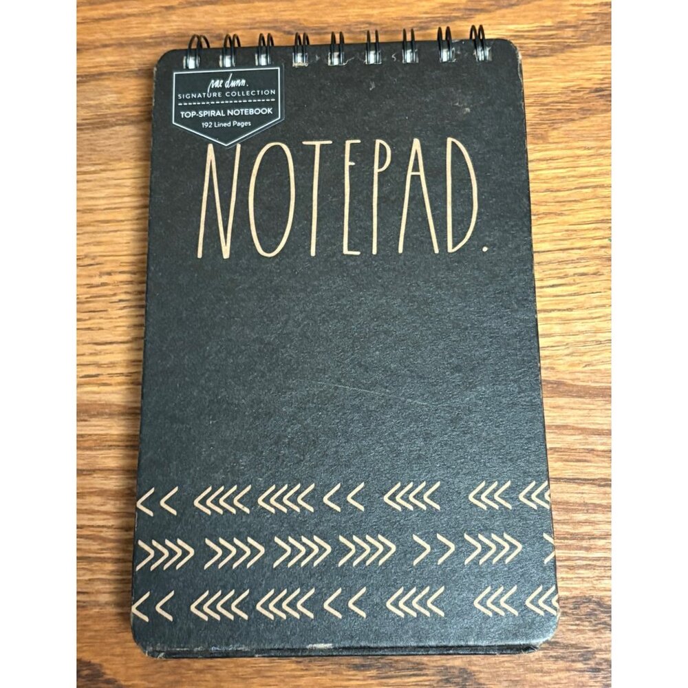 Rae Dunn Signature Collection Top Spiral Notepad 192 Lined Pages & Elastic Band